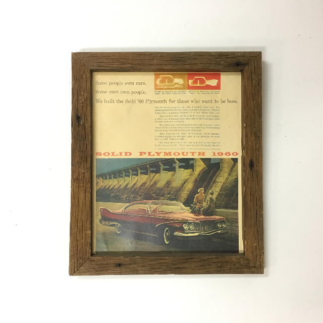 ARTWORK, Advertising Poster In Rustic Frame - Solid Plymouth